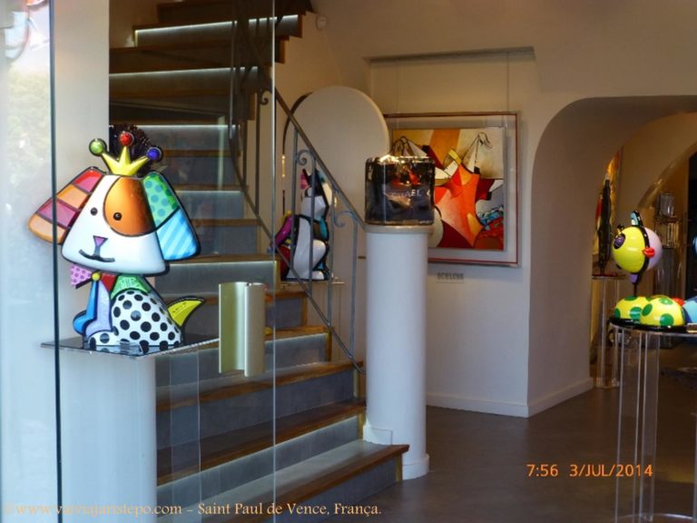 Em uma dessas galerias nos surpreendemos com uma exposição do talentoso artista brasileiro Romero Brito - grata surpresa.