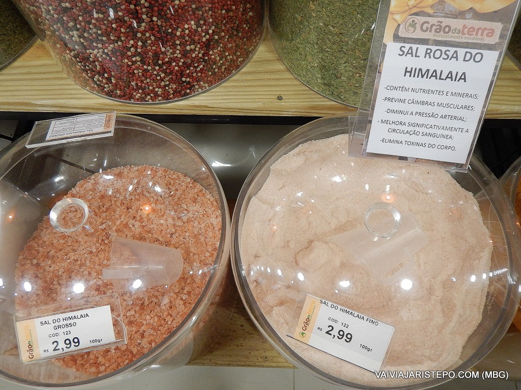 Sal rosa do Himalaia - fino e grosso.
