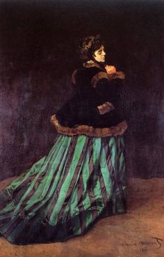 Pintura de Monet - Mulher de Vestido Verde.