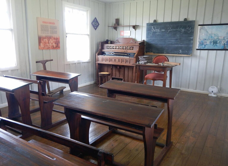 A sala de aula.